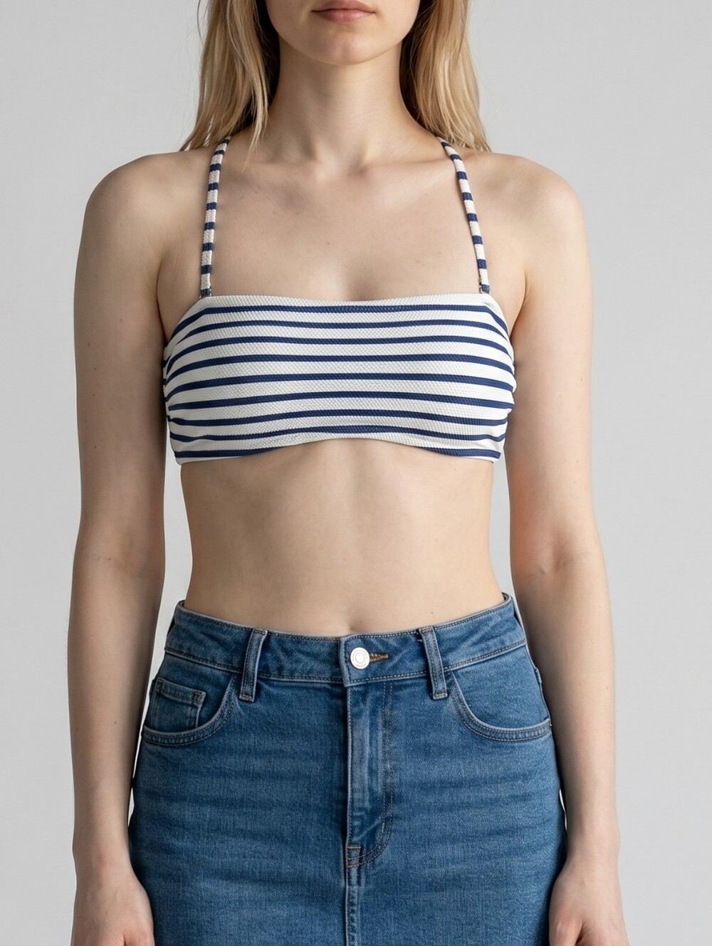 J.Crew Bandeau Bikini Top In Textured Stripe